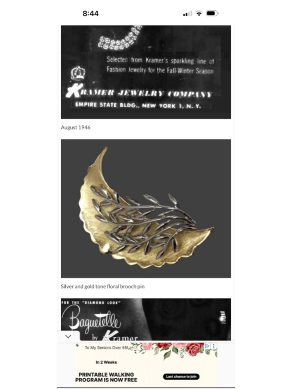 Kramer Gold & Silver Leaf Brooch One Size - Picture 6 of 6